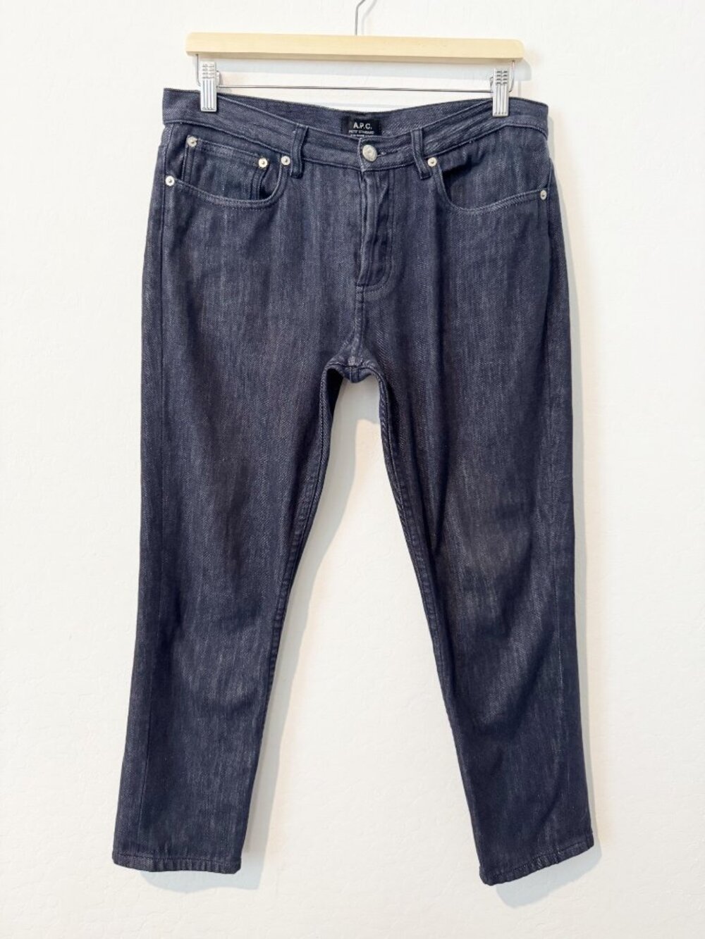 APC Petit Standard Jean Droit Etroit Mens Size 31 Slim Straight Dark Wash Rigid
